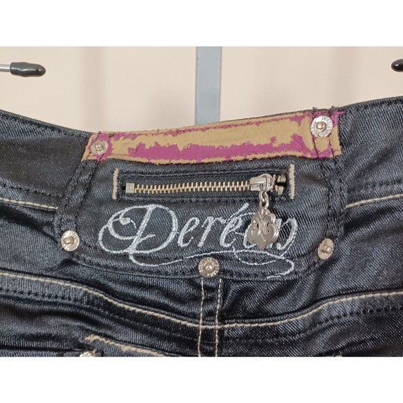 Dereon Skinny Pants Jeans Black Shiny Smooth Embroidered Women US 14W NWT - Picture 5 of 9